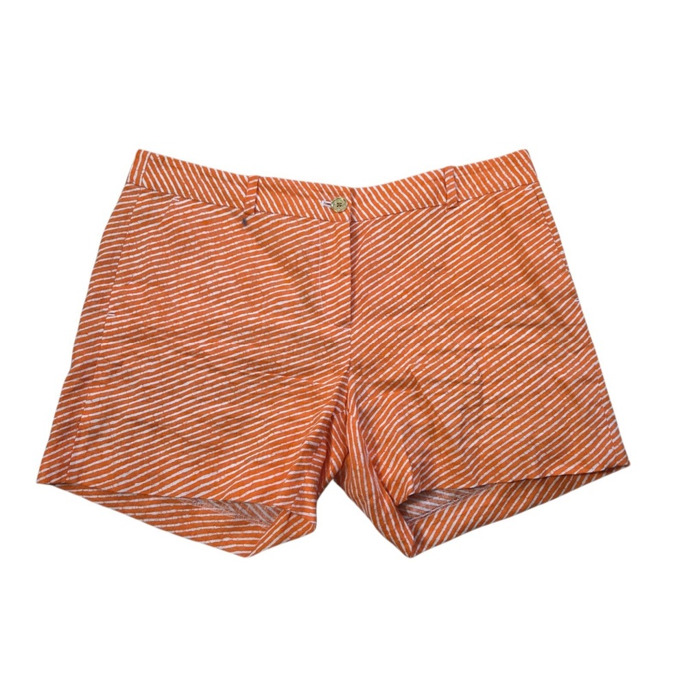 Michael Kors Orange‎ White Striped Dress Shorts 100% Linen Beachy Preppy Size 8